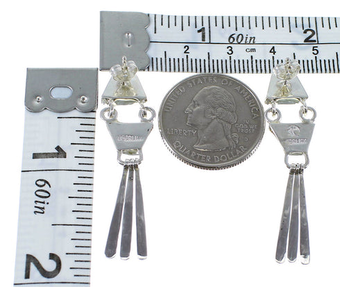 Turquoise And Opal Sterling Silver Post Dangle Earrings AX50875