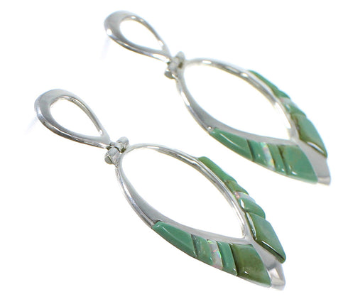 Turquoise And Opal Sterling Silver Post Dangle Earrings AX50241