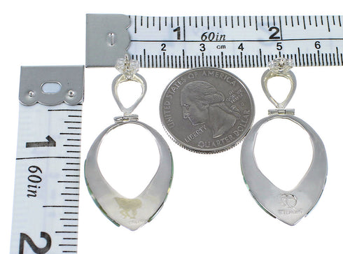 Turquoise And Opal Sterling Silver Post Dangle Earrings AX50241