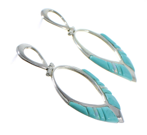 Sterling Silver Turquoise And Opal Post Dangle Earrings AX50308