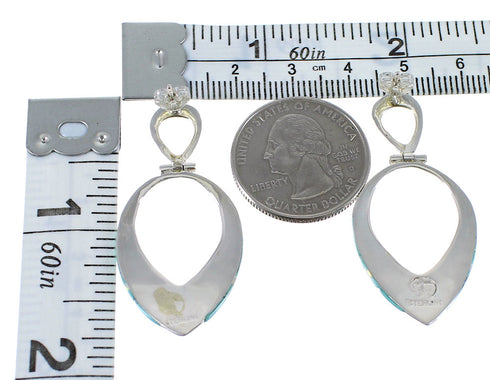 Sterling Silver Turquoise And Opal Post Dangle Earrings AX50308