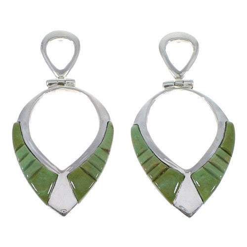 Genuine Sterling Silver Turquoise Post Dangle Earrings AX50324