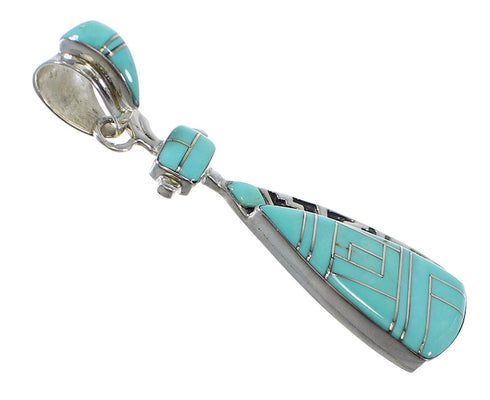 Southwest Authentic Sterling Silver Turquoise Inlay Pendant AX50374
