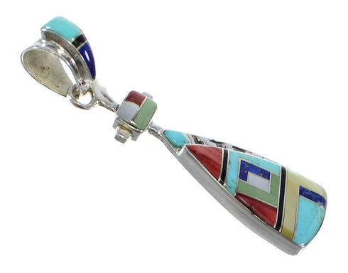 Southwestern Sterling Silver Multicolor Inlay Pendant AX50377