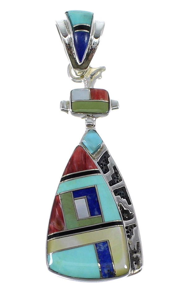 Sterling Silver Multicolor Inlay Pendant AX50381