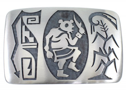 Hopi G. Phillips Warrior Mudhead Kachina Corn Stalk Belt Buckle EX50323
