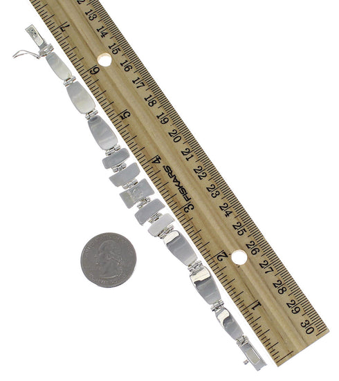 Sterling Silver Multicolor Inlay Southwestern Link Bracelet CX50578