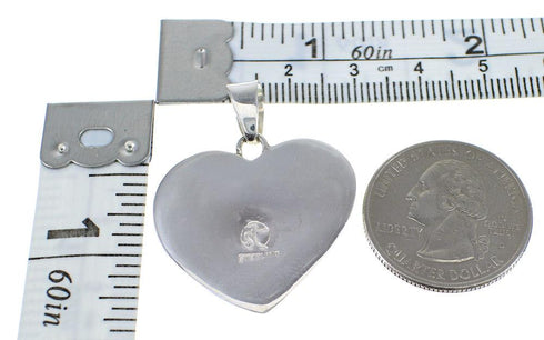 Turquoise Inlay Sterling Silver Heart Kokopelli Pendant AX51197