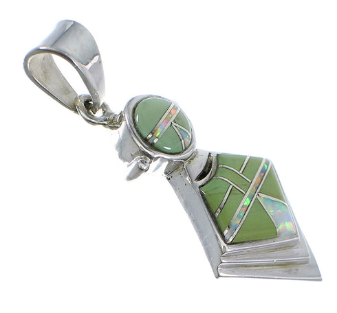 Turquoise And Opal Inlay Silver Slide Pendant AX51266