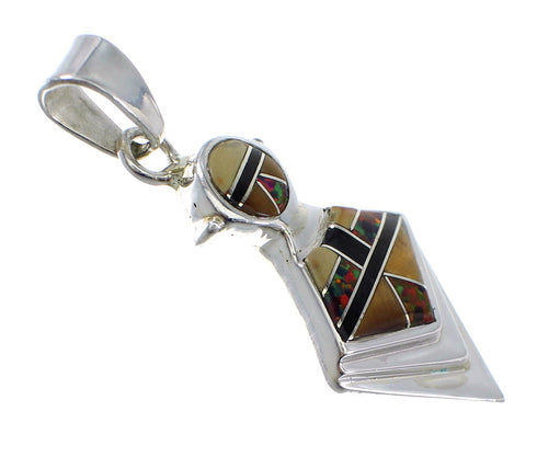Multicolor Inlay And Sterling Silver Slide Pendant AX51287