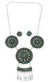 Silver Southwest Turquoise Needlepoint Necklace And Earring Set CX51338