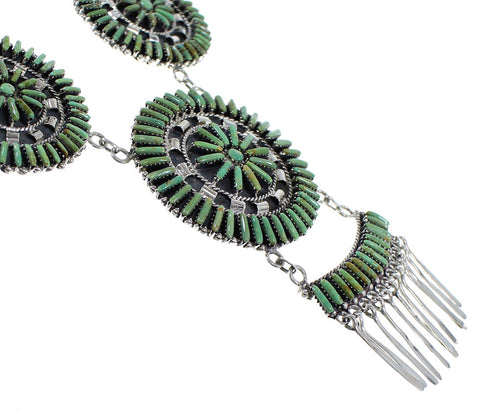 Silver Southwest Turquoise Needlepoint Necklace And Earring Set CX51338