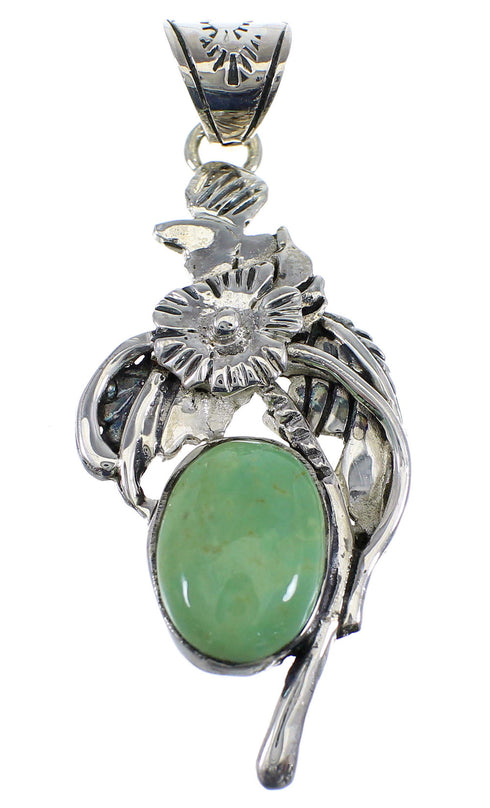Turquoise And Silver Flower Pendant AX51553