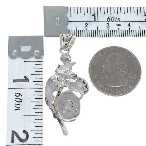 Turquoise And Silver Flower Pendant AX51553