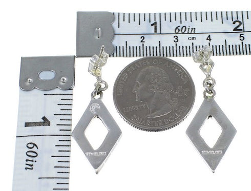 Sterling Silver And Turquoise Post Dangle Earrings AX51637