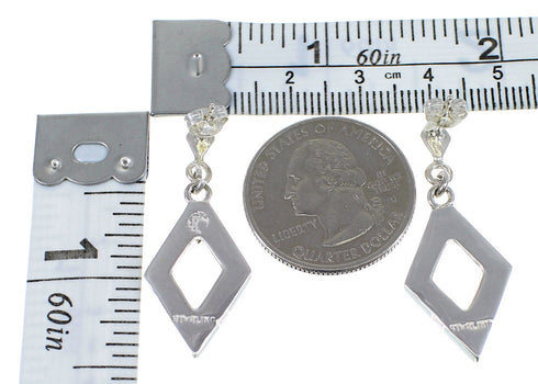 Authentic Sterling Silver Turquoise And Opal Post Dangle Earrings AX51655