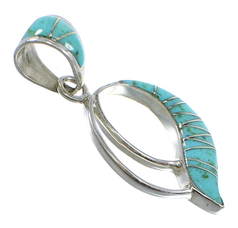 Sterling Silver And Turquoise Inlay Slide Pendant AX51858