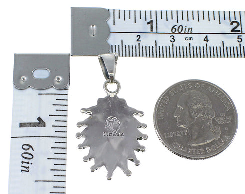 Southwest Turquoise Silver Water Wave Needlepoint Pendant AX51899