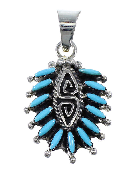Silver Turquoise Water Wave Needlepoint Pendant AX51909