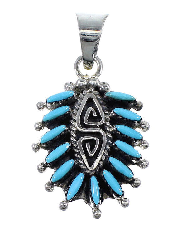 Silver Turquoise Water Wave Needlepoint Pendant AX51909