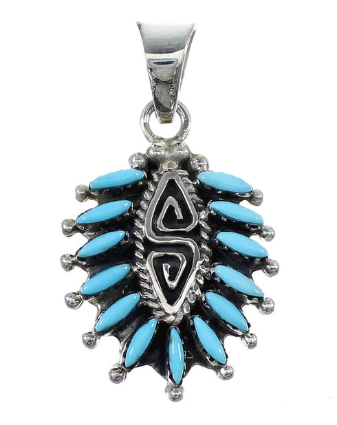 Silver Southwest Turquoise Water Wave Needlepoint Pendant AX51911