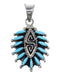 Silver Southwest Turquoise Water Wave Needlepoint Pendant AX51911
