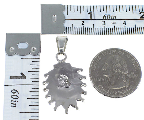 Sterling Silver Turquoise And Coral Water Wave Needlepoint Pendant AX51914