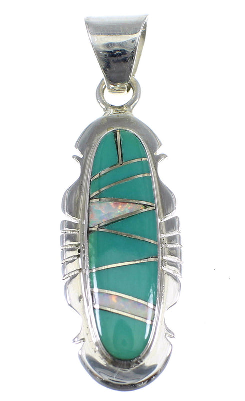 Turquoise And Opal Inlay Silver Jewelry Pendant YX51591