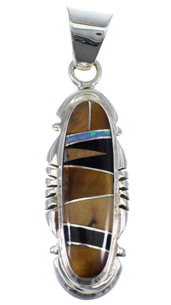 Multicolor Inlay Silver Pendant YX51628