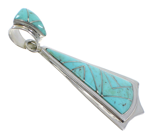 Authentic Turquoise Inlay Sterling Silver Pendant YX51738