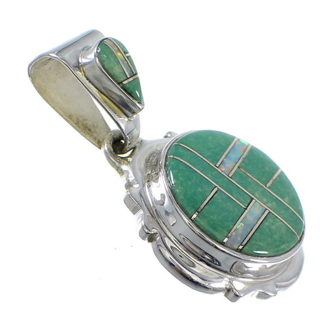 Turquoise And Opal Genuine Sterling Silver Pendant YX51787