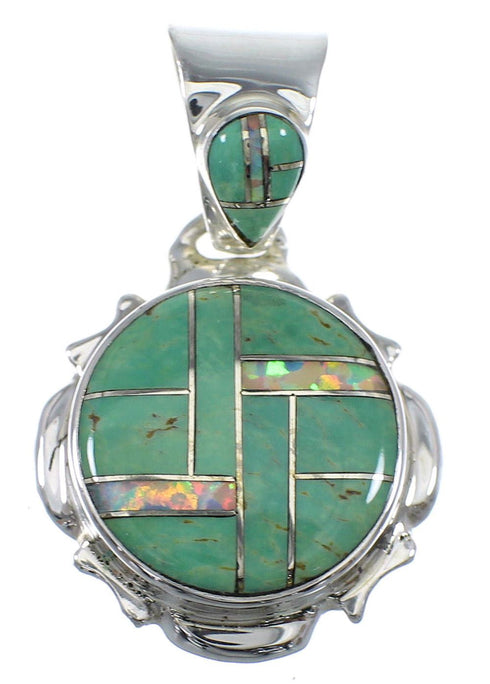Southwestern Turquoise And Opal Sterling Silver Pendant YX51789