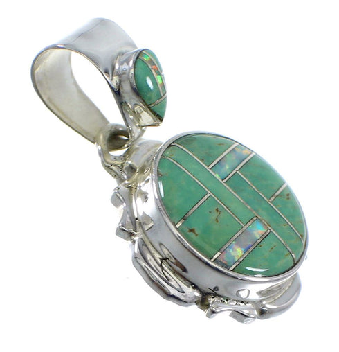 Southwestern Turquoise And Opal Sterling Silver Pendant YX51789