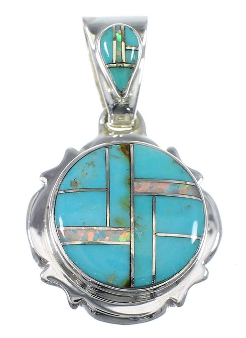 Turquoise And Opal Sterling Silver Southwestern Pendant YX51794