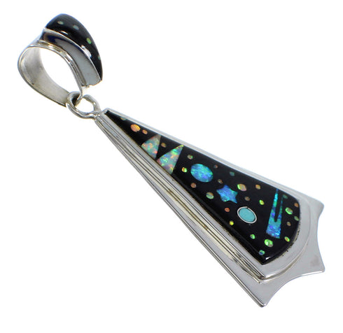 Multicolor Silver Native American Galaxy Design Slide Pendant AX53114