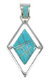 Silver Multicolor Inlay Native American Pueblo Design Reversible Pendant AX53129