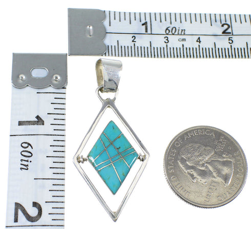 Silver Multicolor Inlay Native American Pueblo Design Reversible Pendant AX53129