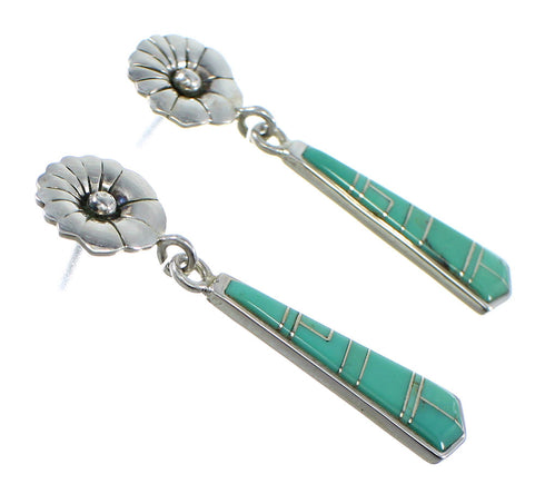 Turquoise Genuine Sterling Silver Post Dangle Flower Earrings YX51884