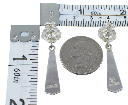 Turquoise Genuine Sterling Silver Post Dangle Flower Earrings YX51884