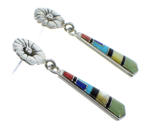 Multicolor Sterling Silver Post Dangle Flower Earrings YX51894