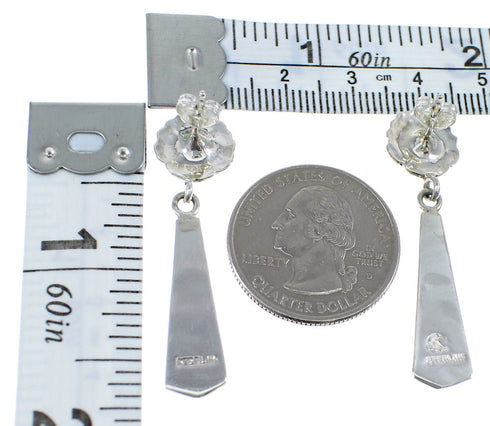 Multicolor Sterling Silver Post Dangle Flower Earrings YX51894