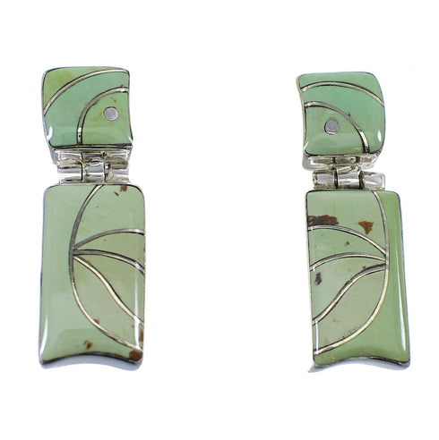 Turquoise Inlay Sterling Silver Post Dangle Earrings EX53975