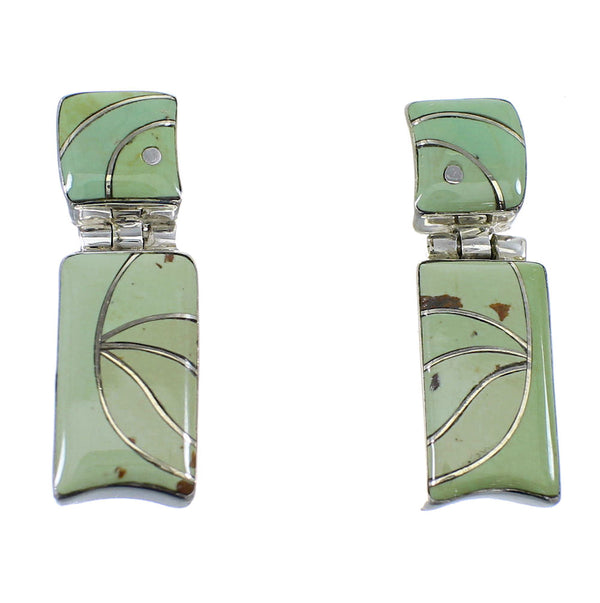 Turquoise Inlay Sterling Silver Post Dangle Earrings EX53975