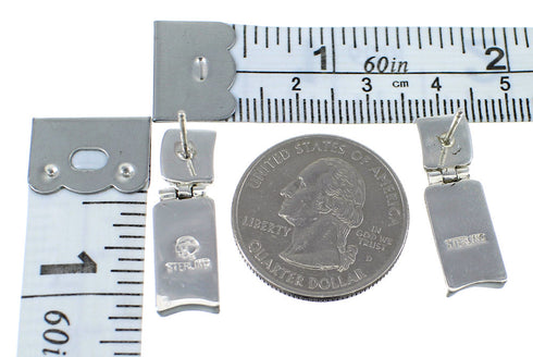 Turquoise Inlay Sterling Silver Post Dangle Earrings EX53975