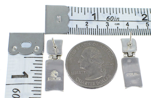 Turquoise Inlay Southwest Silver Post Dangle Earrings EX53982