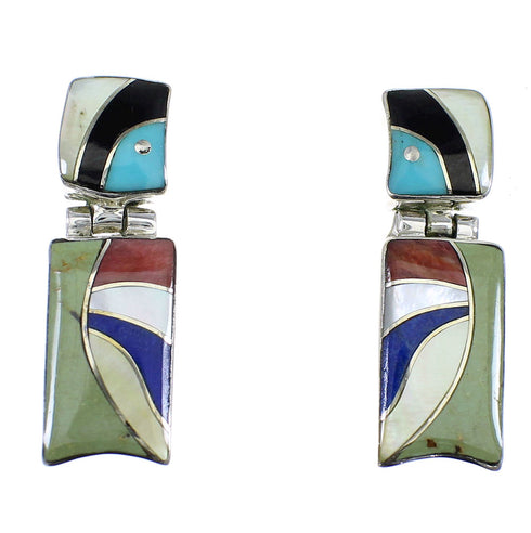 Southwestern Multicolor Sterling Silver Earrings EX54035