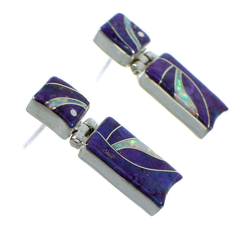 Magenta Turquoise And Opal Southwest Silver Earrings EX54037