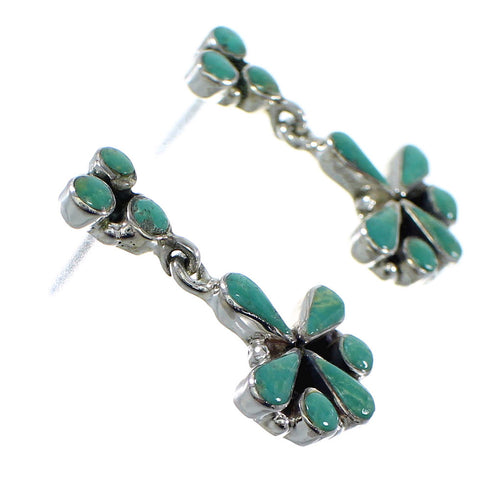 Turquoise Southwestern Sterling Silver Post Dangle Earrings YX52199