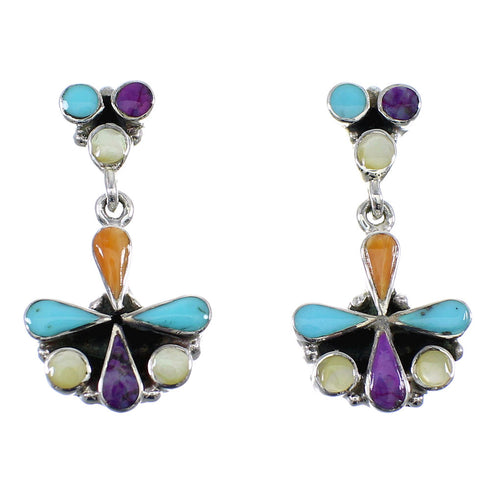 Multicolor Genuine Sterling Silver Post Dangle Earrings YX52210