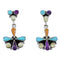 Multicolor Genuine Sterling Silver Post Dangle Earrings YX52210